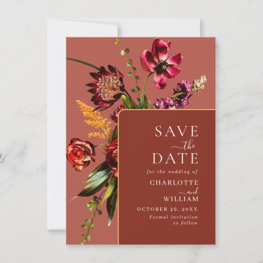 Save The Date Nouveau Code QR Mariage Fleurs Jardin (Devant)