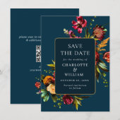 Save The Date Nouveau Code QR Mariage Fleurs Jardin (Devant / Derrière)