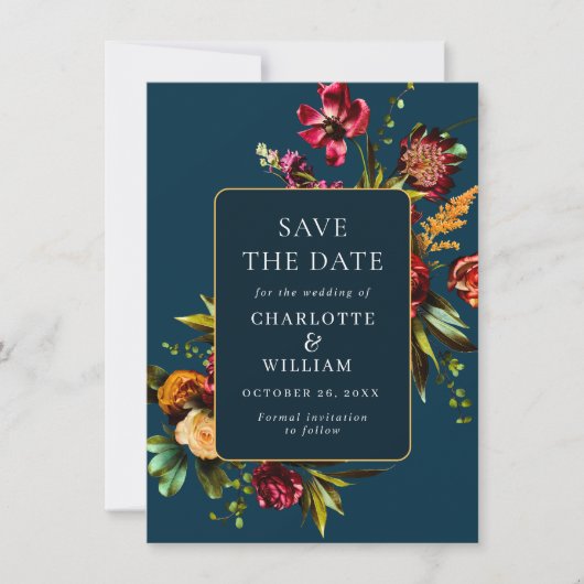 Save The Date Nouveau Code QR Mariage Fleurs Jardin (Devant)