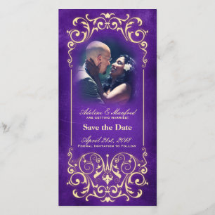 Save The Date Nouveau Victorian : Gold & Eggplant Enregistrer la