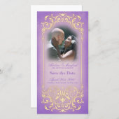 Save The Date Nouveau Victorien : Lilac & Gold Enregistrer la da (Devant / Derrière)