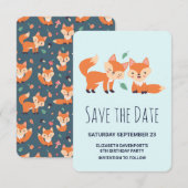 Save The Date Nouvel anniversaire du mignon renard orange (Devant / Derrière)