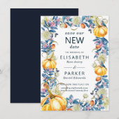 Save The Date Nouvelle date Mariage report Citrouille d'automne (Devant / Derrière)