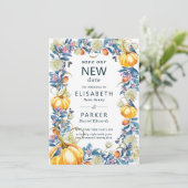 Save The Date Nouvelle date Mariage report Citrouille d'automne (Debout devant)