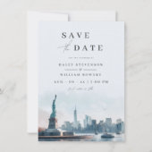 Save The Date Nouvelle Horizon Céleste de New York Mariage Écono (Devant)