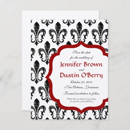 Save The Date Nouvelle-Orléans Enregistrer la date (Devant / Derrière)