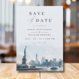 Save The Date Nouvelle silhouette de New York Liberté Enregistre