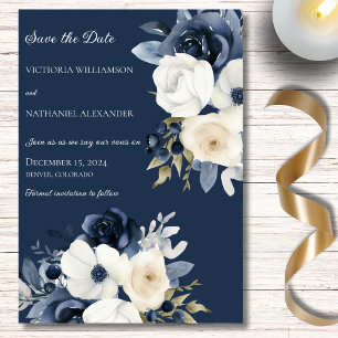 Save The Date Nuances de bleu et de blanc sur la marine