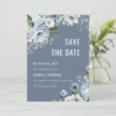 Save The Date Nuances de gris poussiéreux de bleu hivernal Maria (Debout devant)