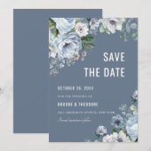 Save The Date Nuances de gris poussiéreux de bleu hivernal Maria (Devant / Derrière)