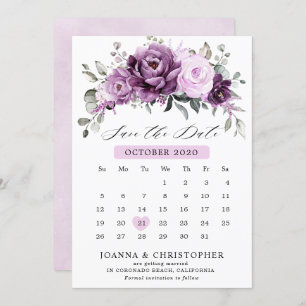 Save The Date Nuances de pourpre Dusty fleurs Moody Floral Maria