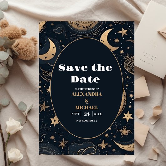 Save The Date Nuit Bleue Or Céleste Mariage