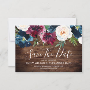 Save The Date Nuit de noces en bois rustique rouge vin bordeaux 