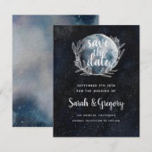 Save The Date Nuit étoilée au clair de lune Monogramme Sauvegard (Devant / Derrière)