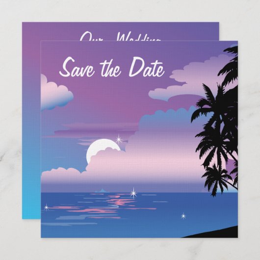 Save The Date Nuit tropicale Enregistrer la date Mariage Invitat (Devant / Derrière)