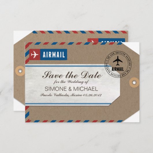Save The Date Numéro de bagage d'avion Mariage Date de sauvegard (Devant / Derrière)