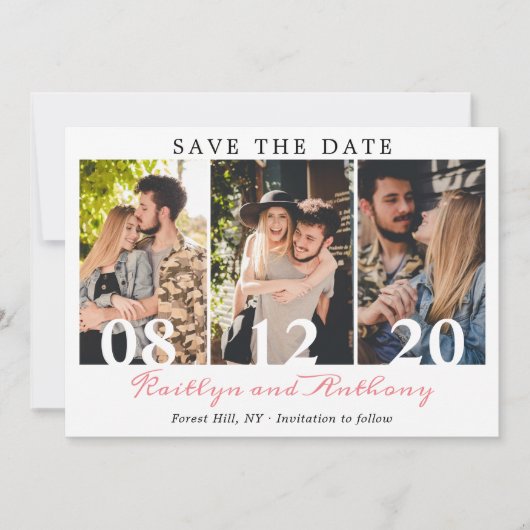 Save The Date Numéros en gras Script moderne 3 photo (Devant)