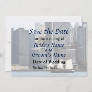 Save The Date NY - Schooner contre Manhattan Skyline