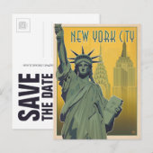 Save the date | NYC - Lady Liberty Aankondigingskaart (Voorkant / Achterkant)