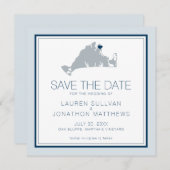 Save The Date Oak Bluffs Martha's Vineyard Map Enregistrer la da (Devant / Derrière)