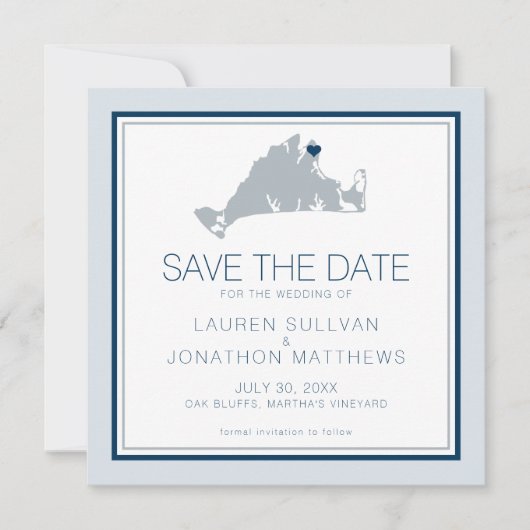Save The Date Oak Bluffs Martha's Vineyard Map Enregistrer la da (Devant)