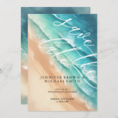 Save The Date Ocean Beach Blue Aquarelle Élégante Basic (Devant / Derrière)