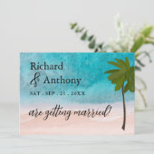 Save The Date Ocean Beach Palm Tree Mariage (Debout devant)