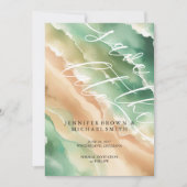 Save The Date Ocean Beach Watercolor Élégant été (Devant)