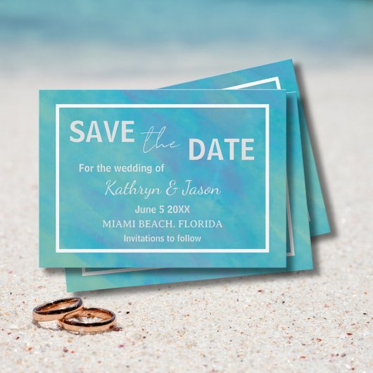 Save The Date Océan Bleu Aqua 