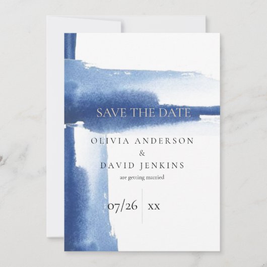 Save The Date Océan bleu aquarelle moderne Enregistrer la date (Devant)