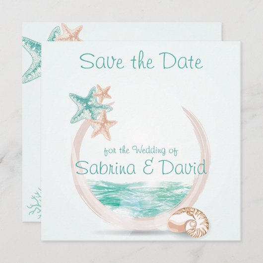 Save The Date Ocean Breeze Beach Wedding Enregistrer la date (Devant / Derrière)