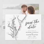 Save The Date Ocean City Maryland Map Mariage moderne minimalist (Devant / Derrière)