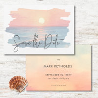 Ocean moderne Sunset Watercolor Beach Wedding