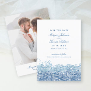 Save The Date Ocean Waves Elegant Mariage de la marine