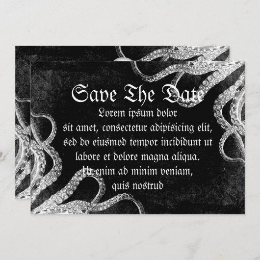 Save The Date Octopus vintage foncé (Devant / Derrière)
