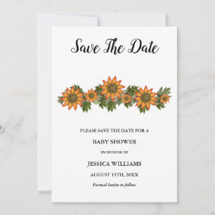 Save The Date "Oh bébé" Baby shower floral d'automne