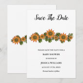 Save The Date "Oh bébé" Baby shower floral d'automne (Devant / Derrière)