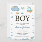 Save The Date Oh Boy Aquarelle Avion Hélicoptère Baby shower (Devant)