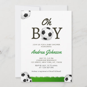Save The Date Oh Boy Soccer Balls Grass Player Baby shower d'ent