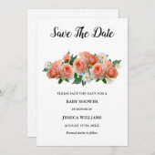 Save The Date "Oh mon bébé" Floral Apricot Baby shower Rose (Devant / Derrière)