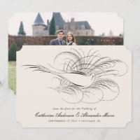 Oiseau calligraphié Photo de mariage illustré vint