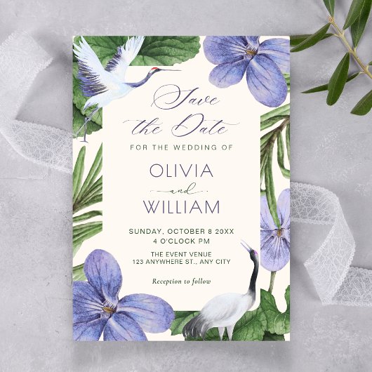 Save The Date oiseau décoratif floral