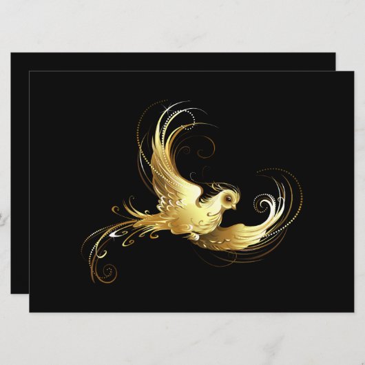 Save The Date Oiseau d'or sur Arrière - plan noir (Devant / Derrière)