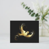 Save The Date Oiseau doré sur fond noir (Debout devant)