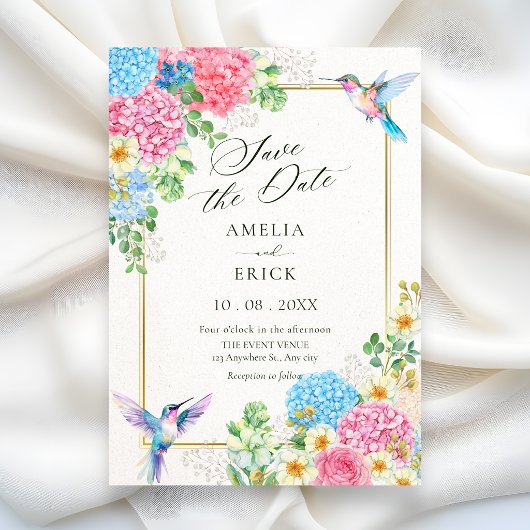 Save The Date Oiseau floral esthétique