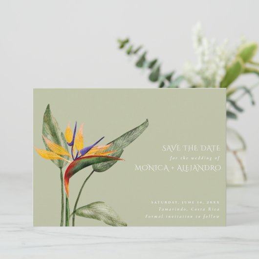 Save The Date Oiseau tropical de Paradise Beach Mariage Photo (Debout devant)