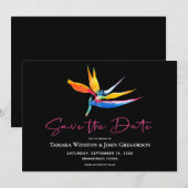 Save The Date Oiseau tropical foncé de Paradise Pink Beach Maria (Devant / Derrière)