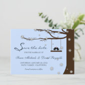 Save The Date Oiseaux Amoureux Flocon Chêne Hiver Épargne la Dat (Debout devant)