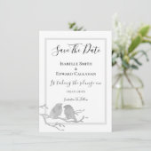 Save The Date Oiseaux D'Aquarelle Gris Romantique Sur Mariage De (Debout devant)