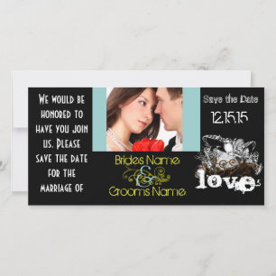 Save The Date Oiseaux de l'amour vintage Sauvegarder la date Vot